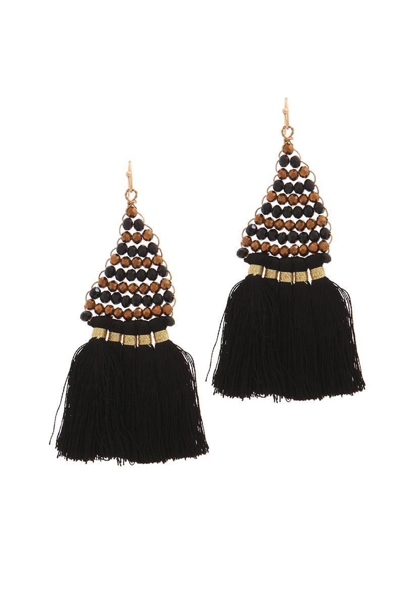 Seed bead tassel drop earring