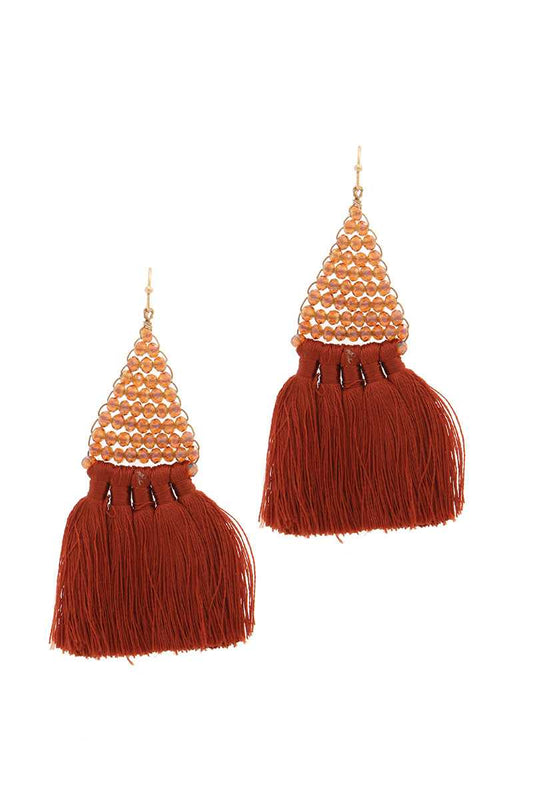 Seed bead tassel drop earring