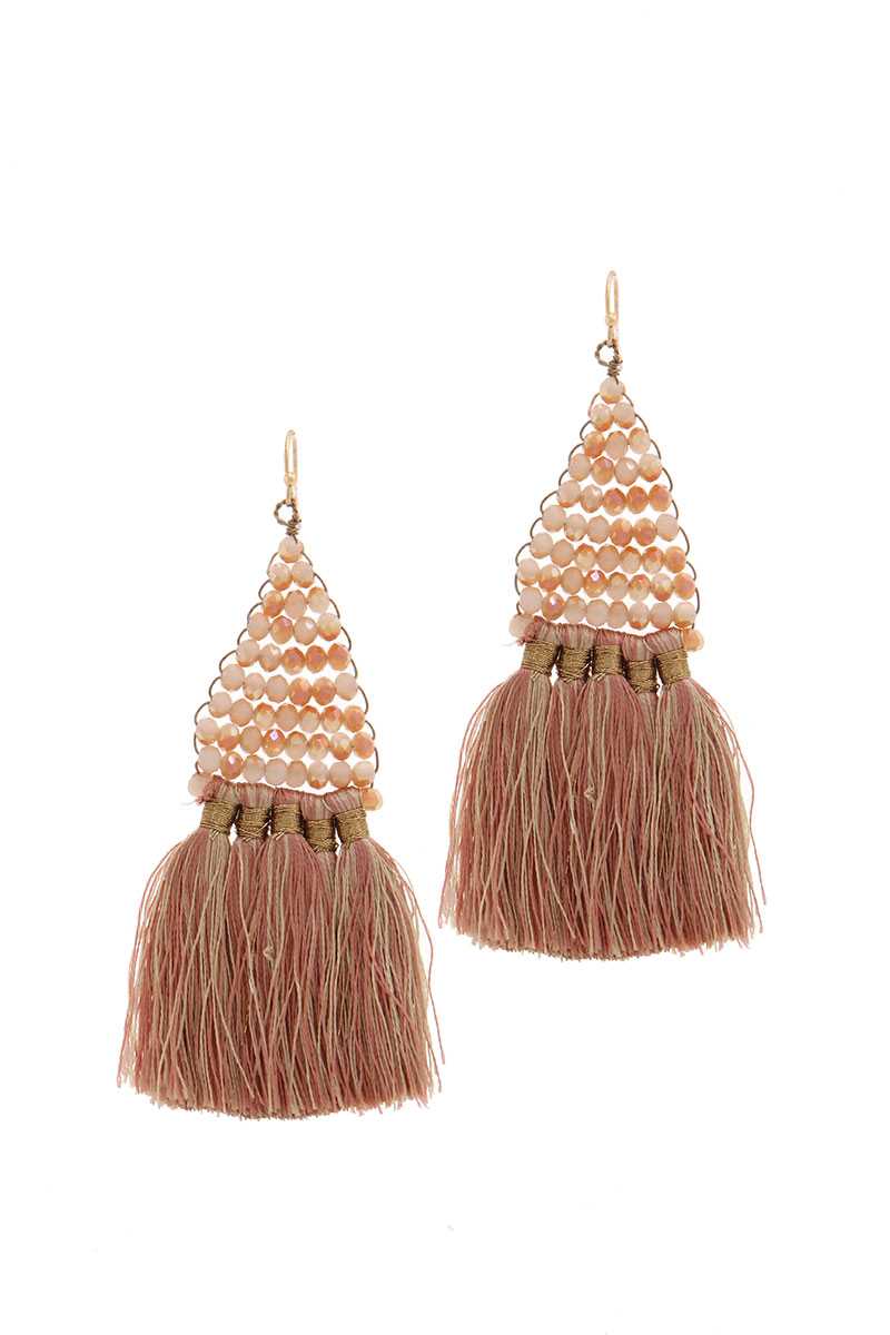 Seed bead tassel drop earring