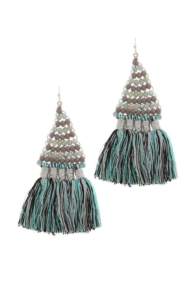 Seed bead tassel drop earring