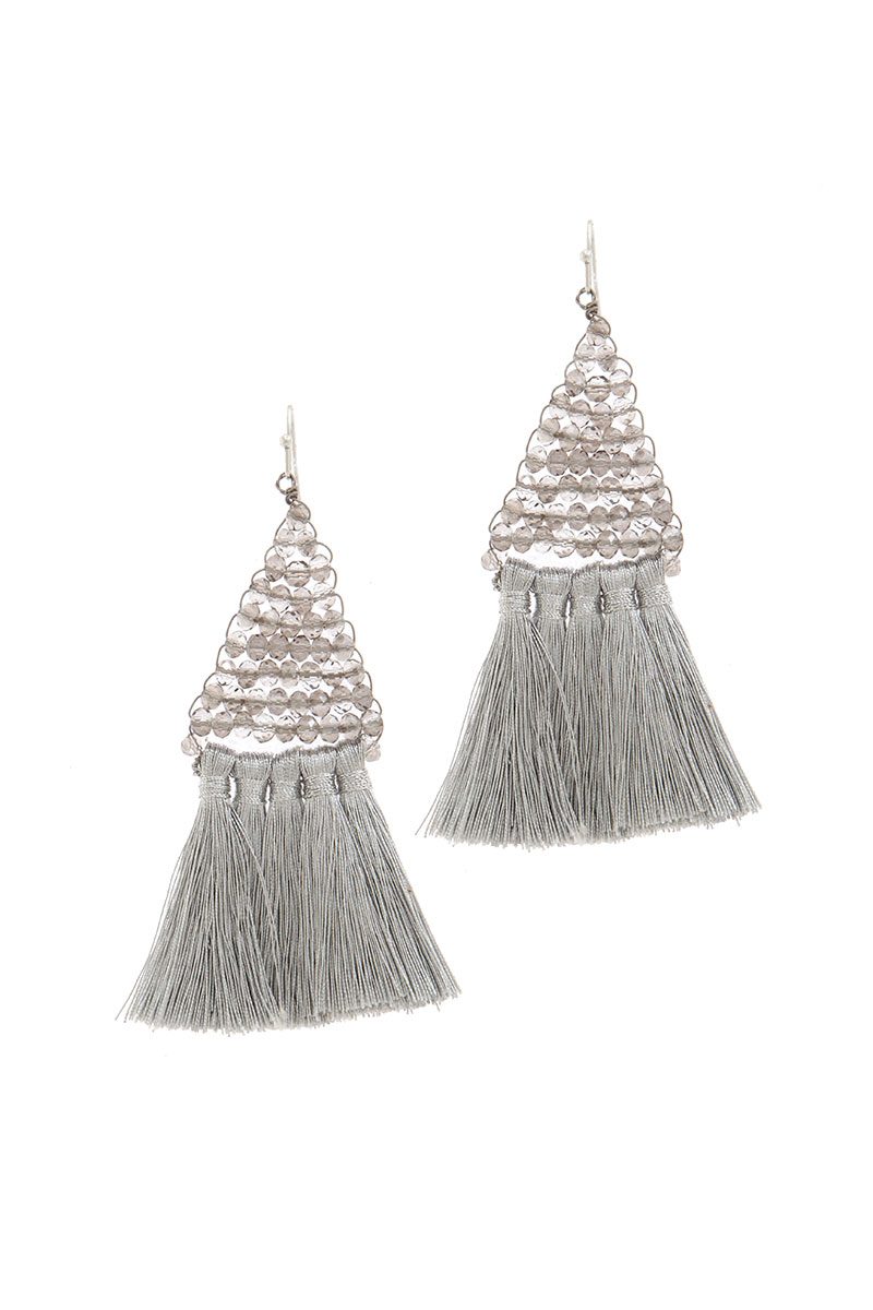 Seed bead tassel drop earring