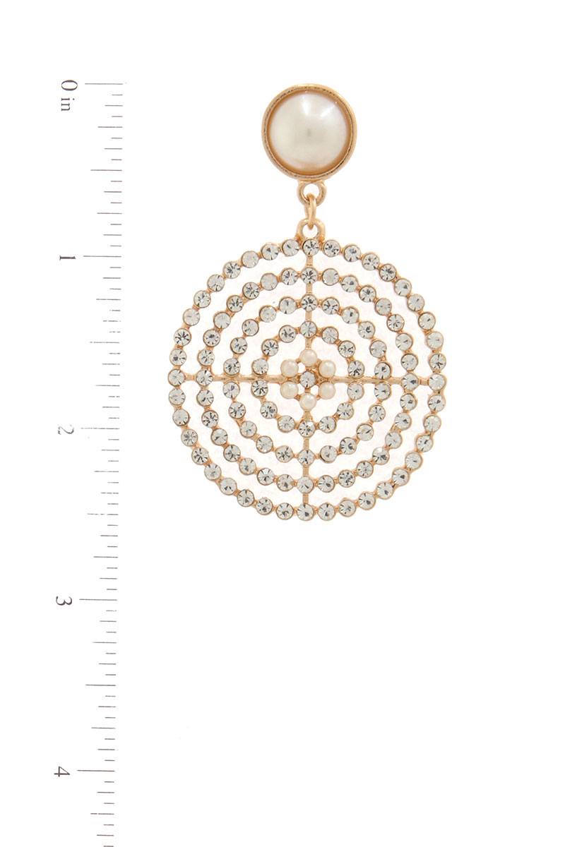 Pearl rhinestone post drop earring