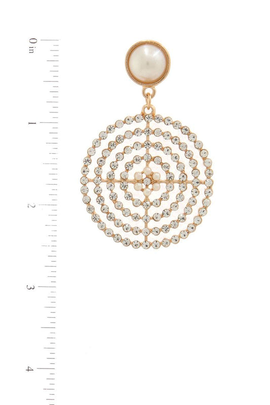 Pearl rhinestone post drop earring