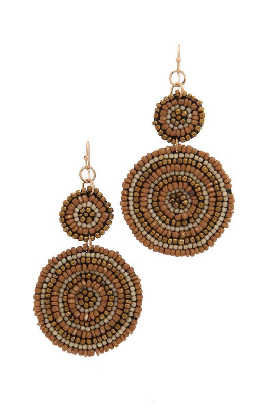Double circle beaded drop earring