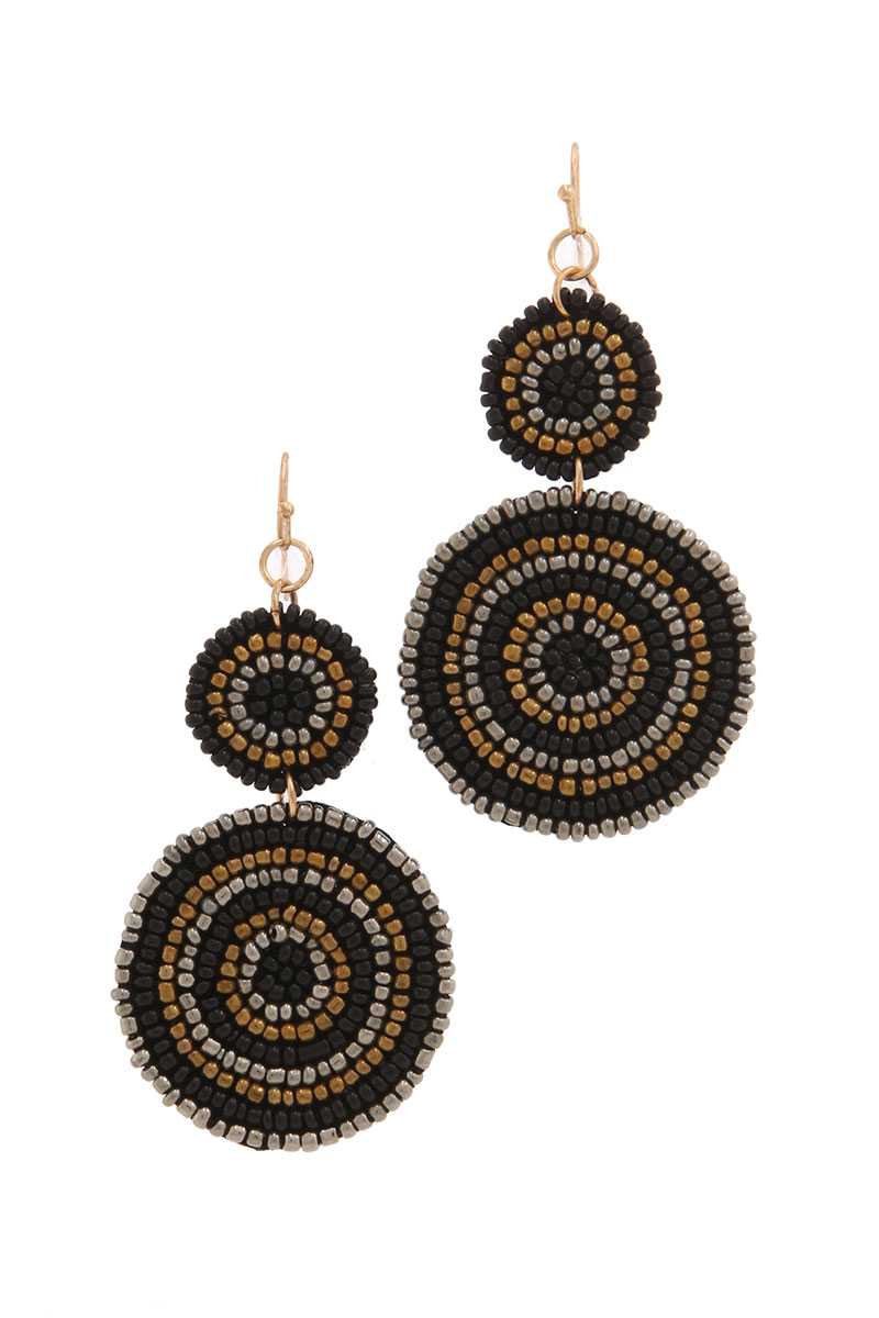 Double circle beaded drop earring