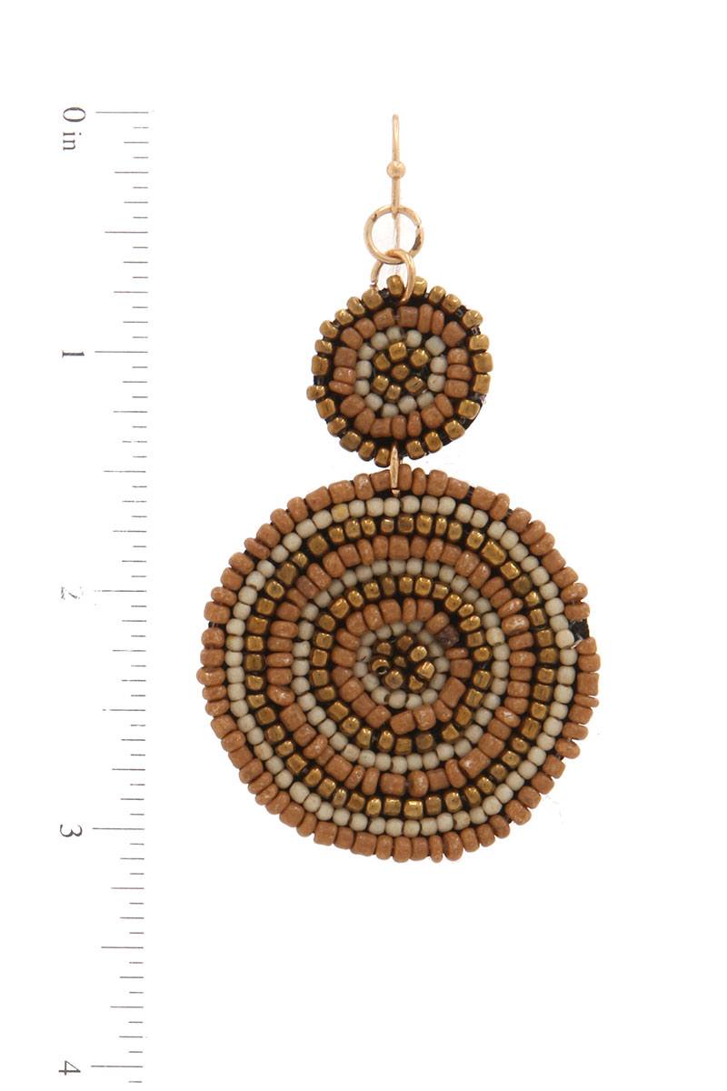 Double circle beaded drop earring
