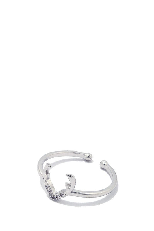 Deer antler ring with rhinestones