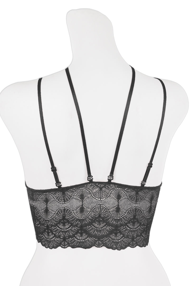 Ladies fashion long line lace bralette w/strap