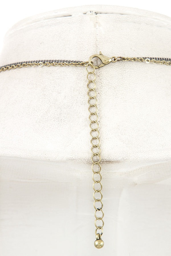 Double chain floral link long necklace set