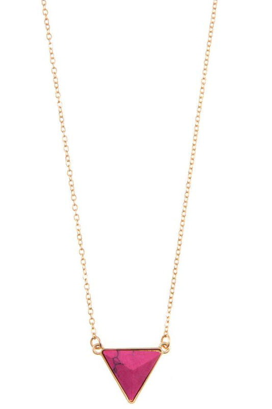 Faceted triangle gem pendant necklace