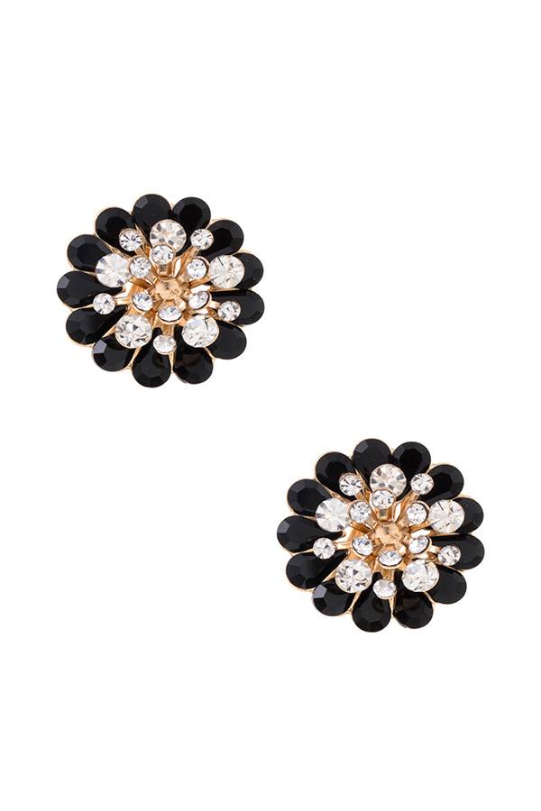 Floral gem pave clip on earring