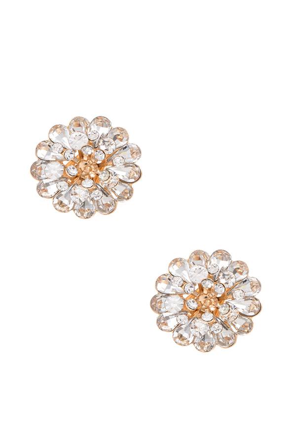 Floral gem pave clip on earring