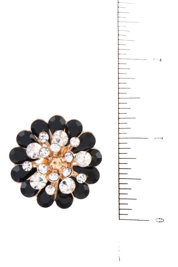 Floral gem pave clip on earring