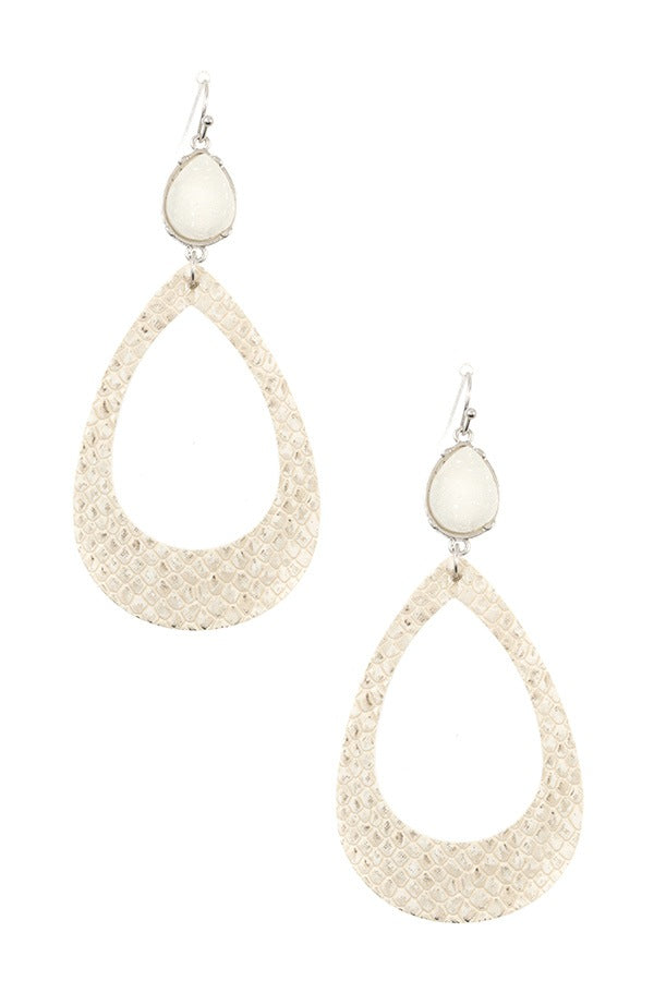 Druzy stone teardrop cut out earring