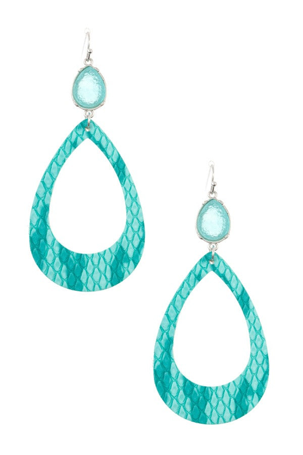 Druzy stone teardrop cut out earring