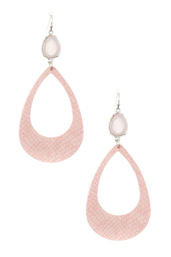 Druzy stone teardrop cut out earring