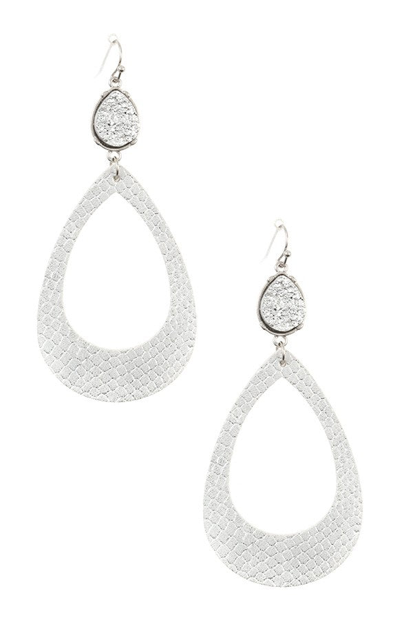 Druzy stone teardrop cut out earring