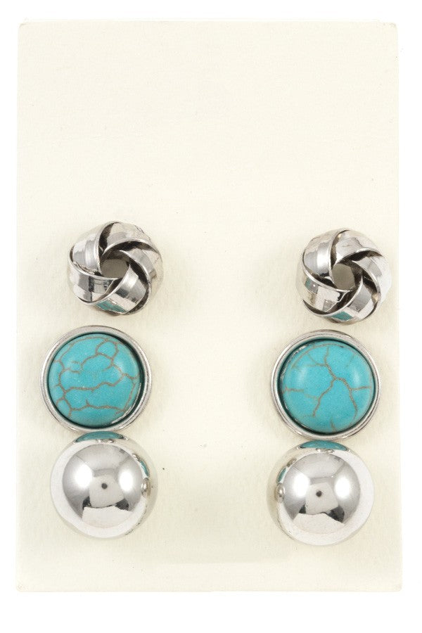3pc knot earring set