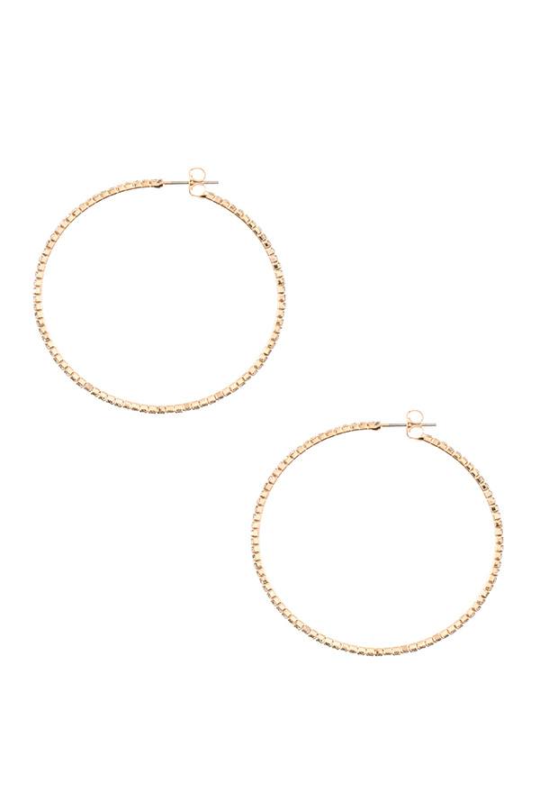 Medium size rhinestone pave hoop