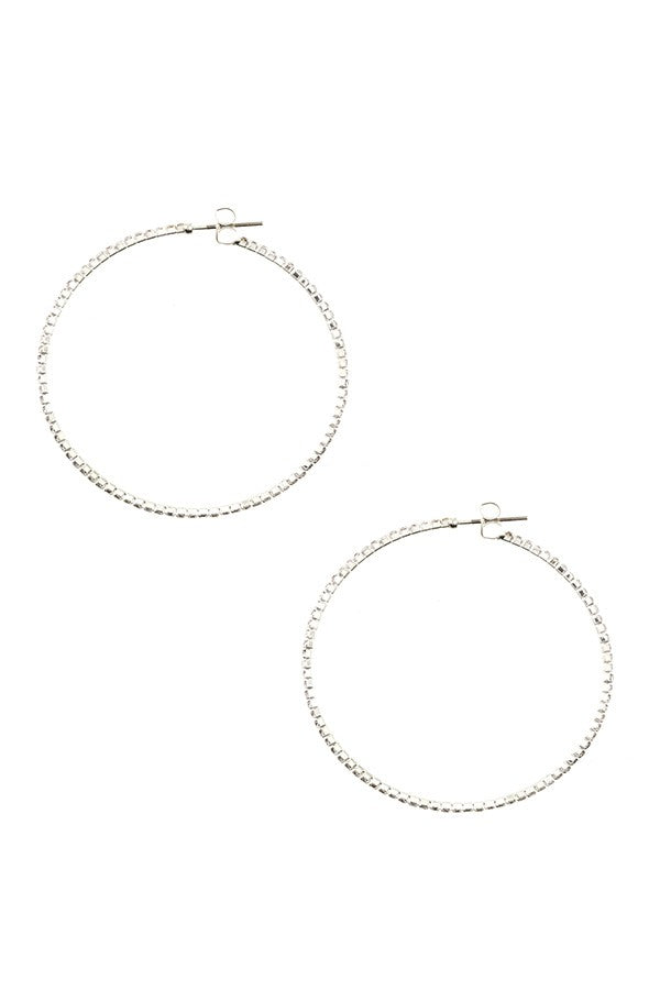 Medium size rhinestone pave hoop