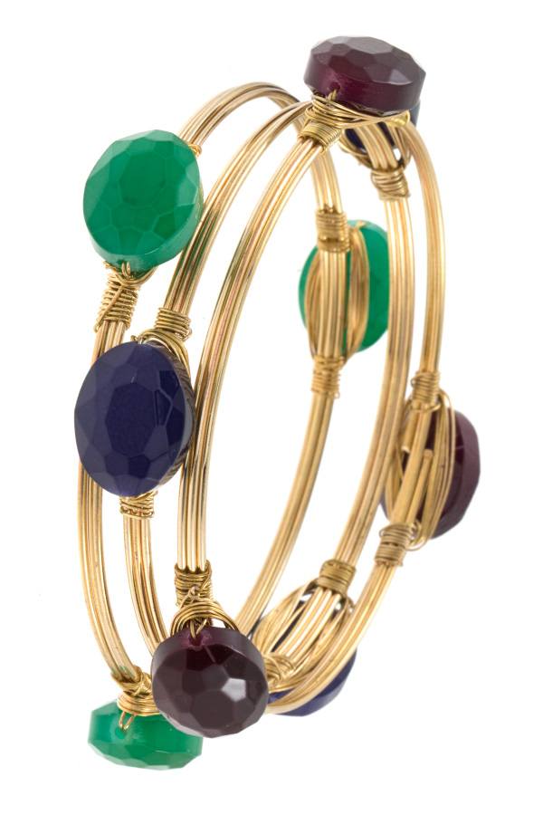 Station stone multi bangle bracelet