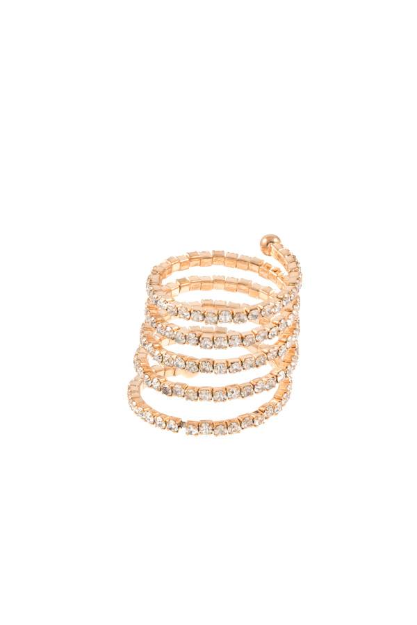 Swirl rhinestone pave ring