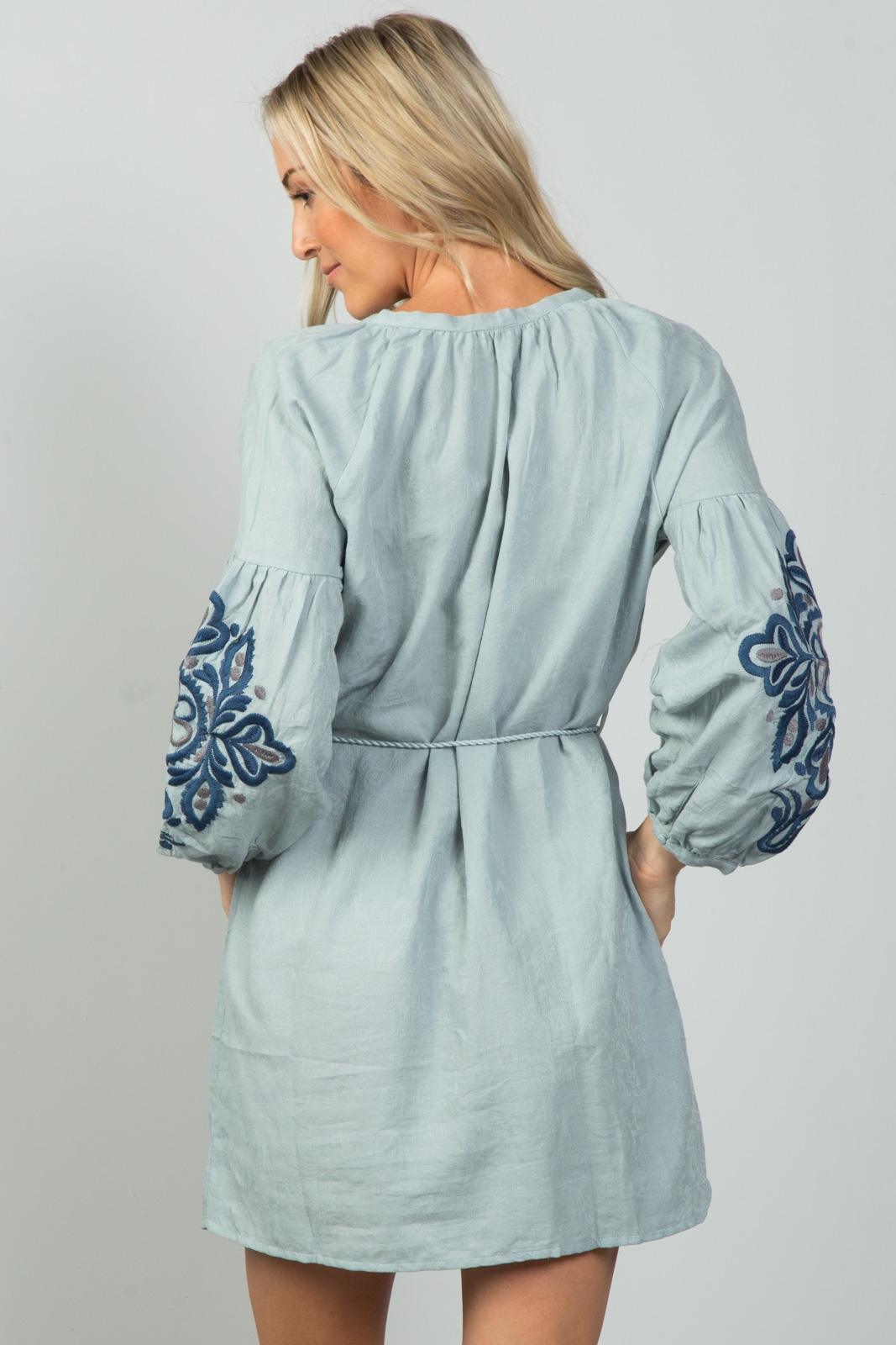 Ladies fashion embroidered sleeves boho dress