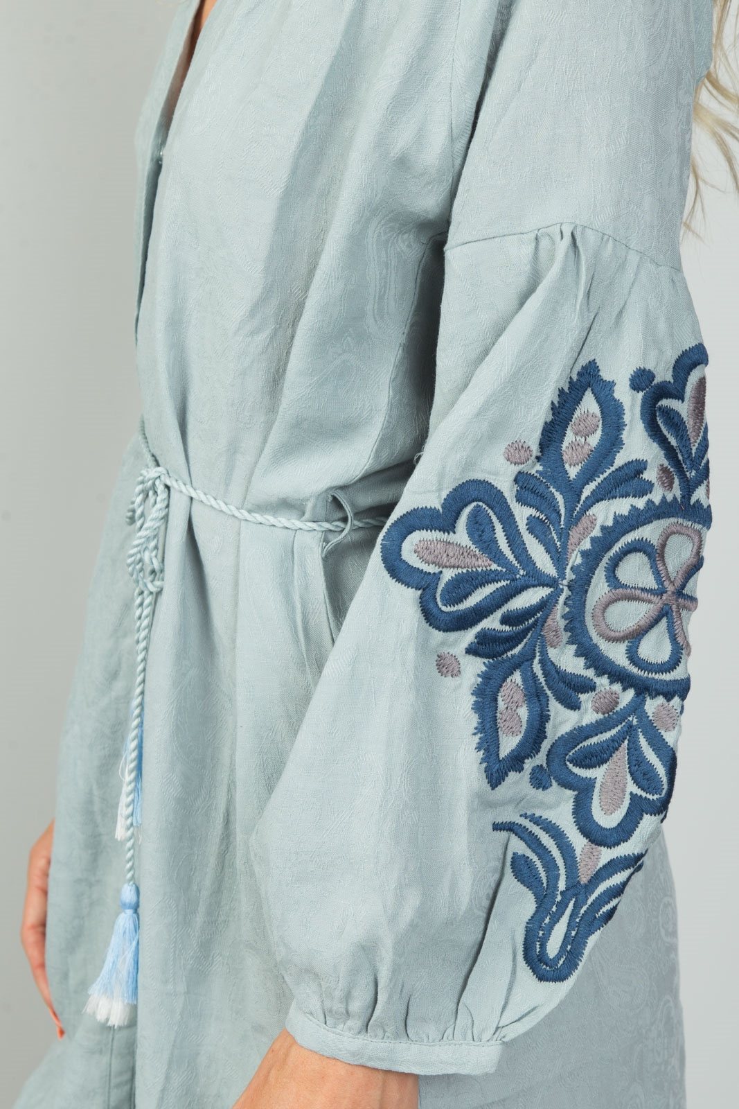 Ladies fashion embroidered sleeves boho dress