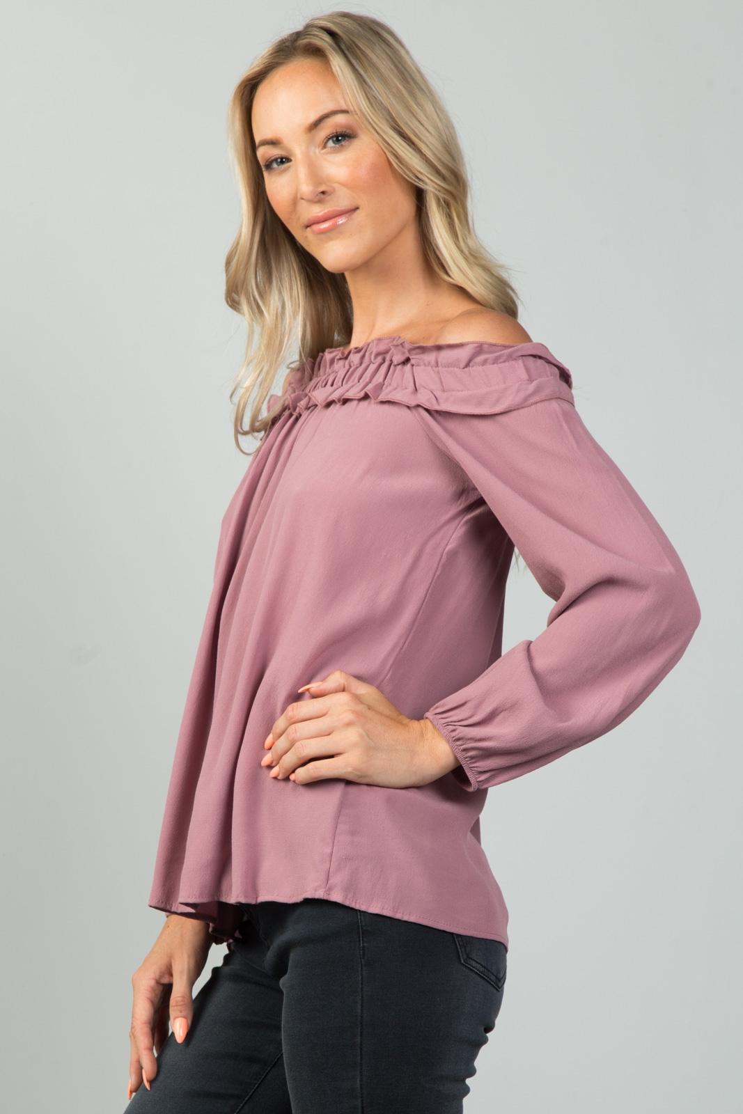 Ladies fashion  off the shoulder frill top