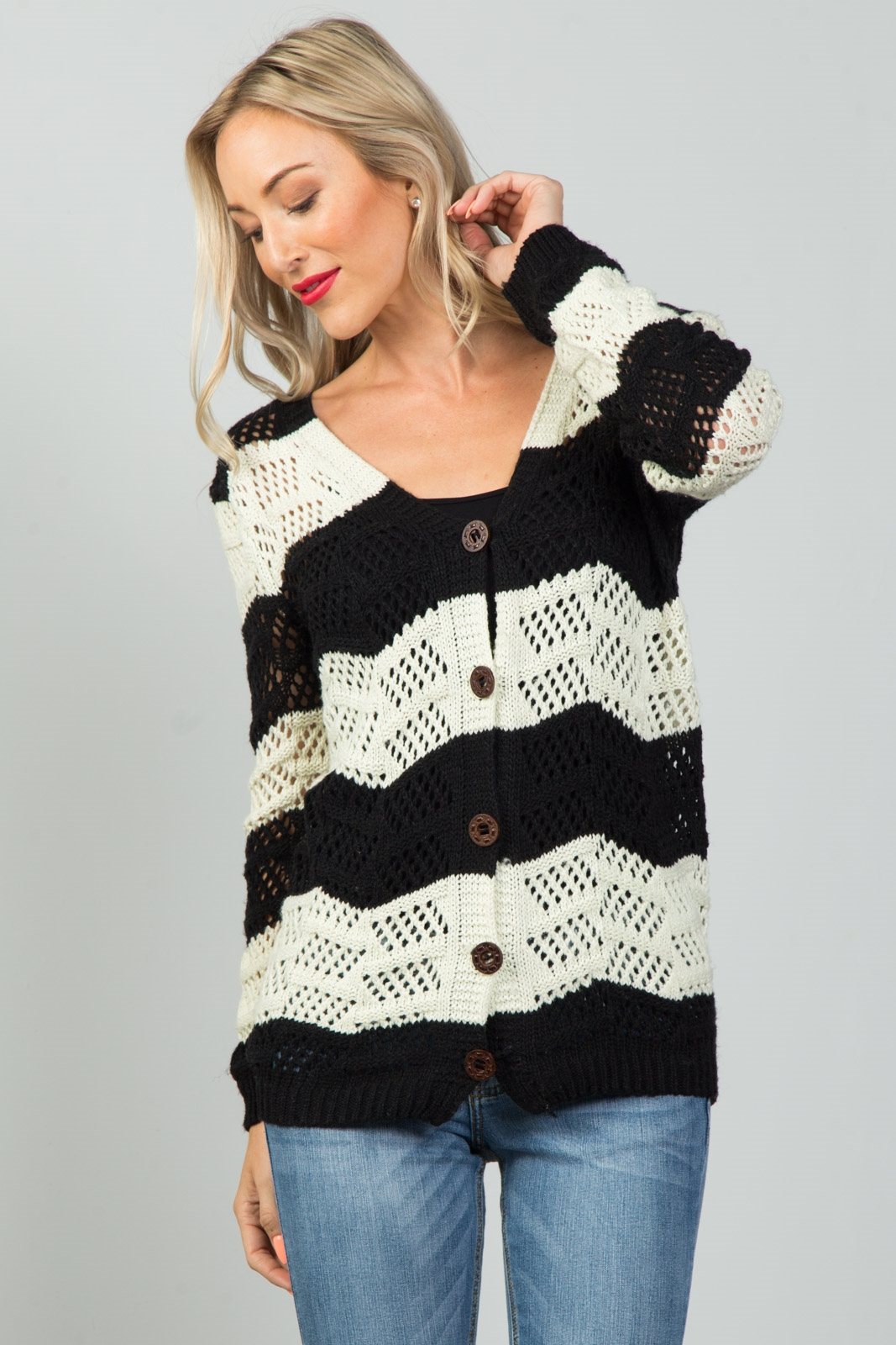 Ladies fashion  open knit cardigan