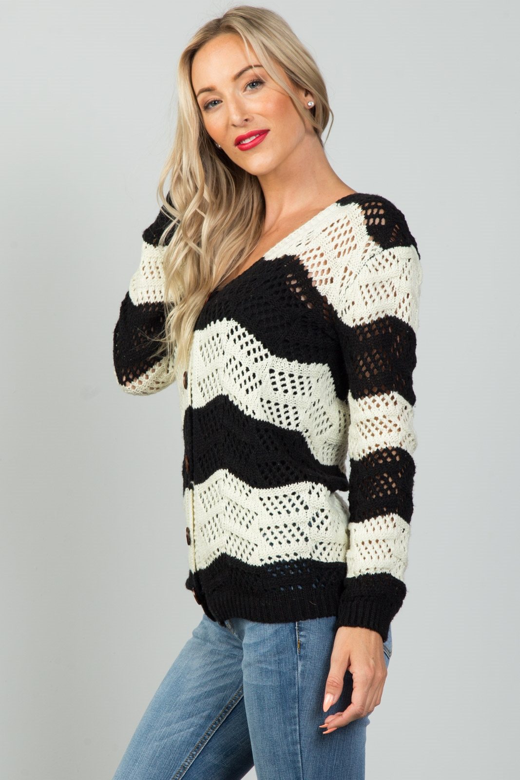 Ladies fashion  open knit cardigan