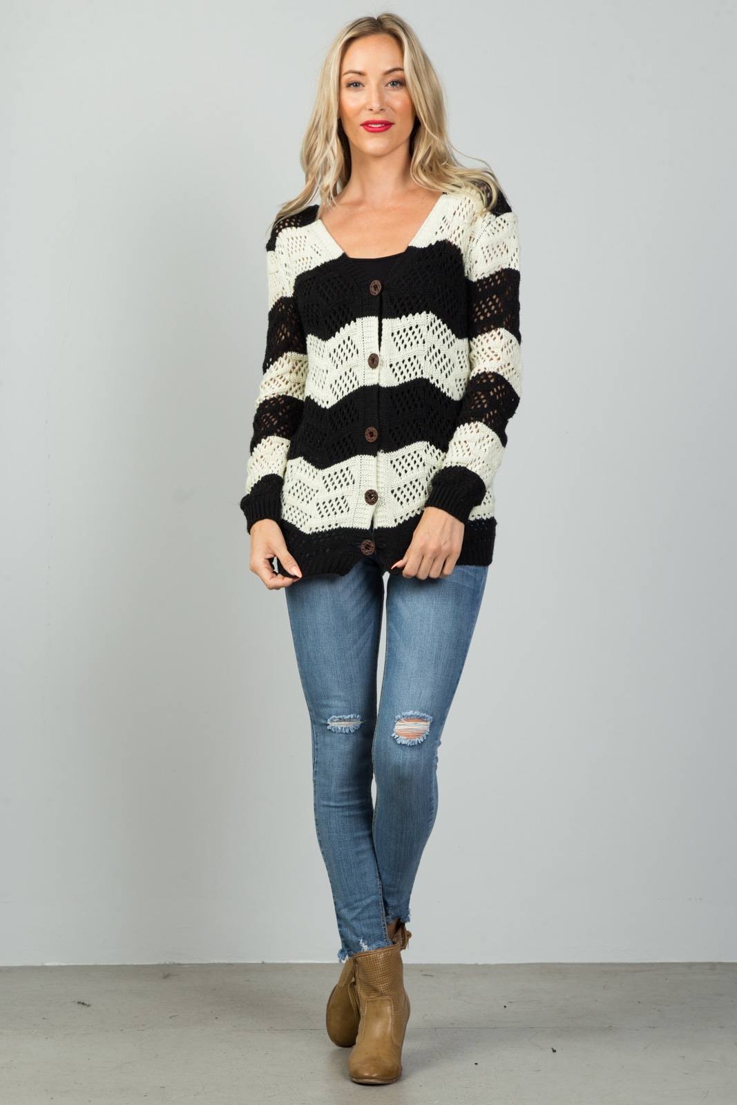 Ladies fashion  open knit cardigan