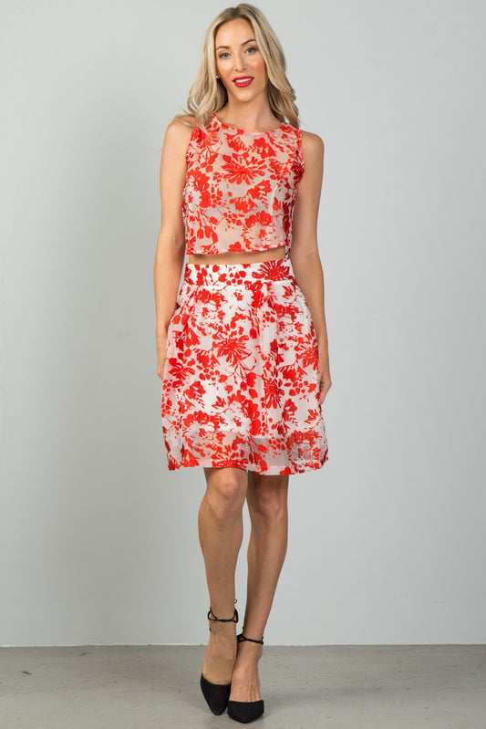 Ladies fashion floral embroidered skirt