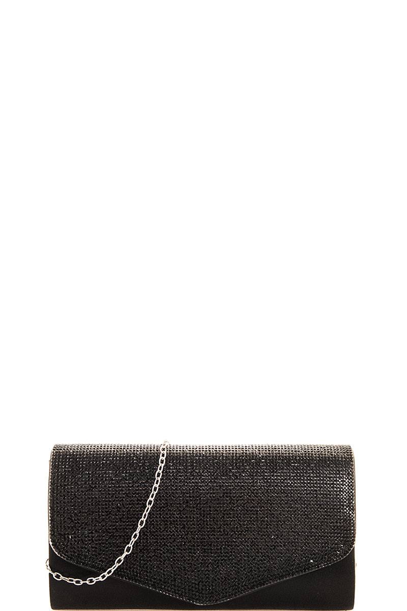 Chic multi rhinestone party clutch with chain