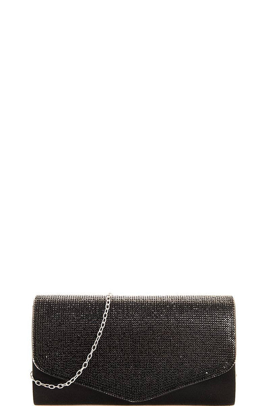 Chic multi rhinestone party clutch with chain
