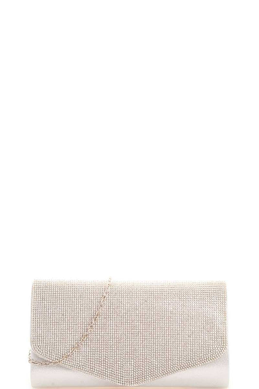 Chic multi rhinestone party clutch with chain