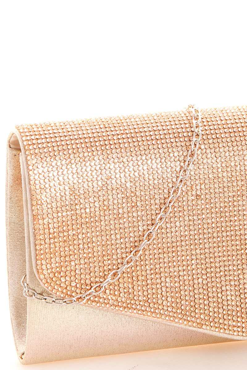 Chic multi rhinestone party clutch with chain