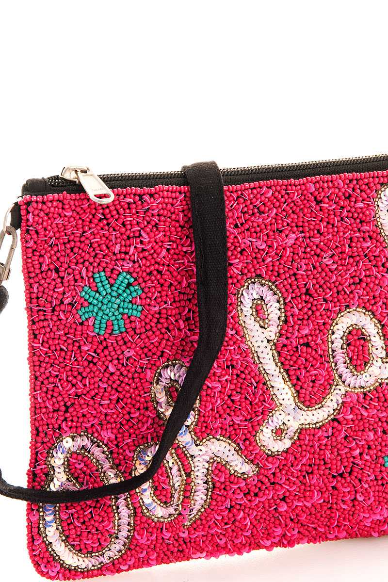 Spangle ooh la la clutch with long strap