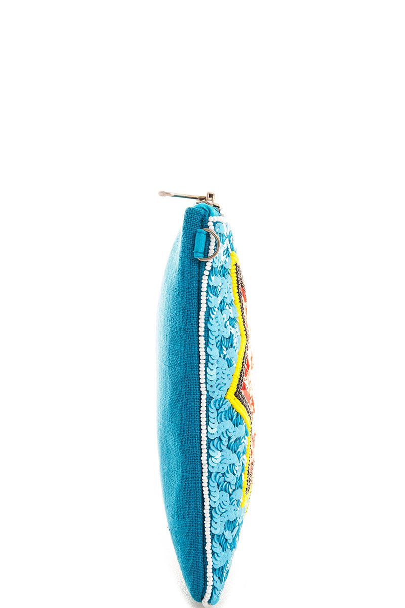 Modern spangle coool clutch with long strap