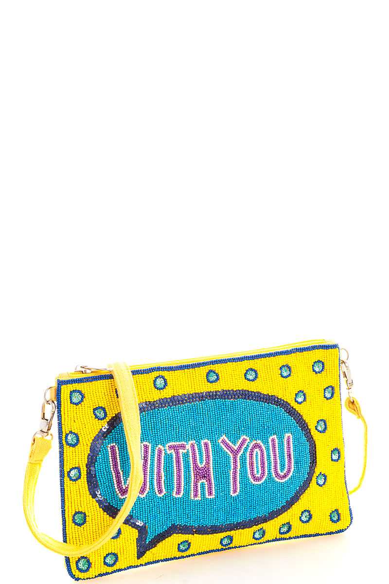 Spangle with you crossbody clutch with long strap