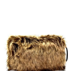 Faux fur clutch cross body