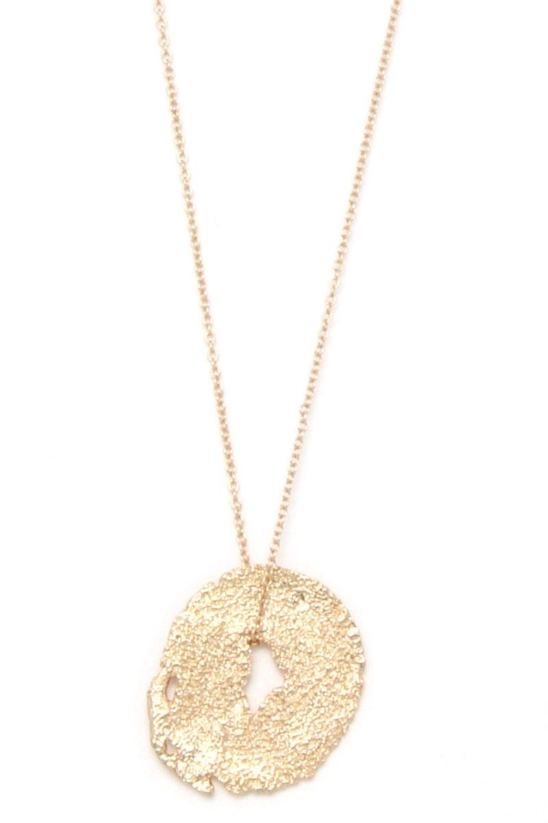 Textured organic shape pendant multi later necklace