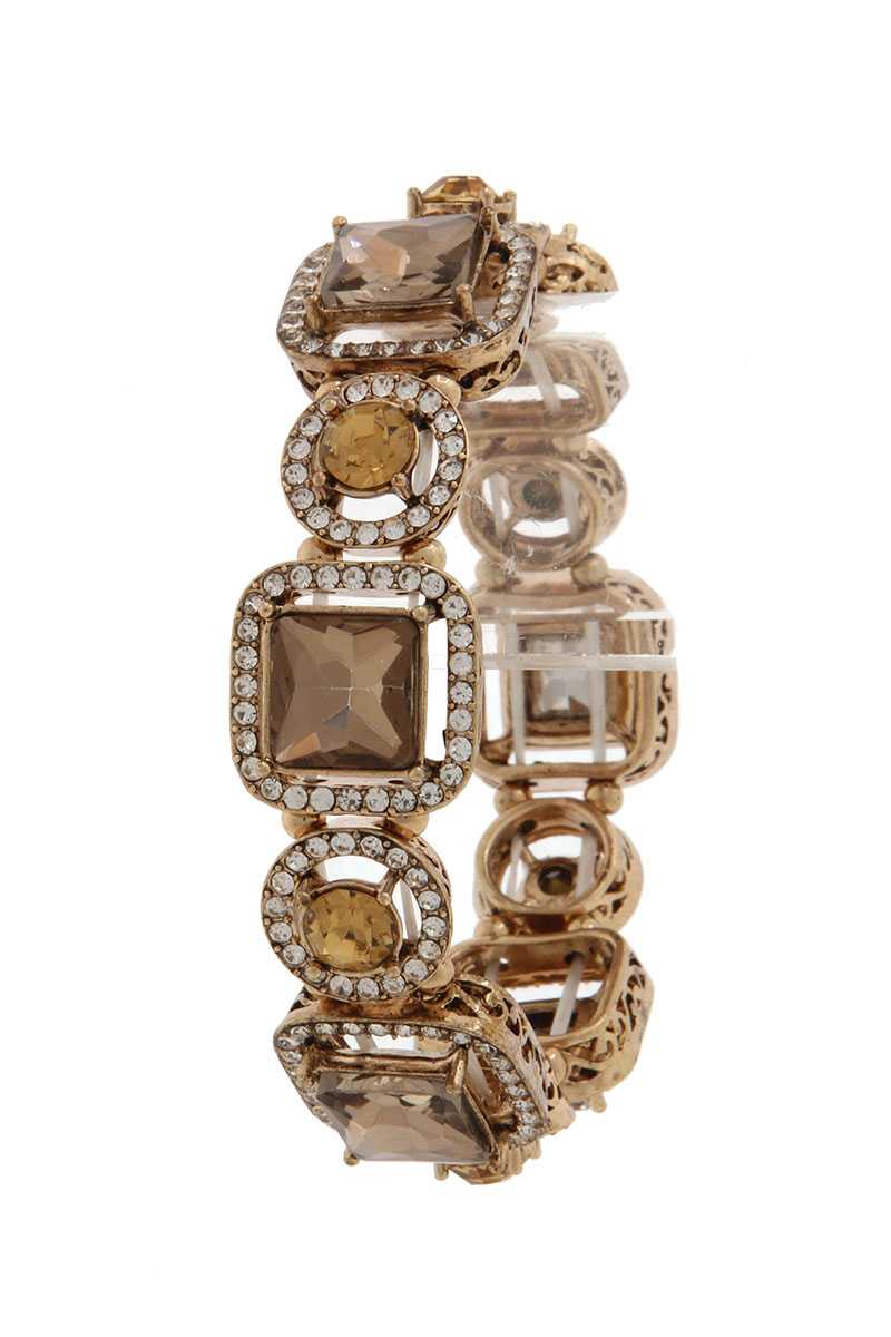 Square shape rhinestone stretch bracelet