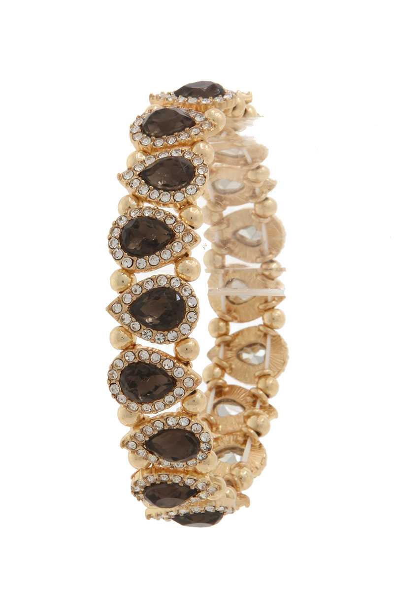Pave tear drop shape stretch bracelet