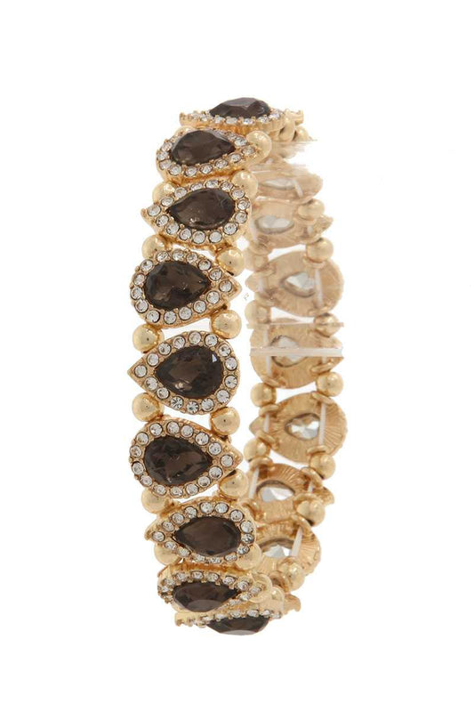Pave tear drop shape stretch bracelet