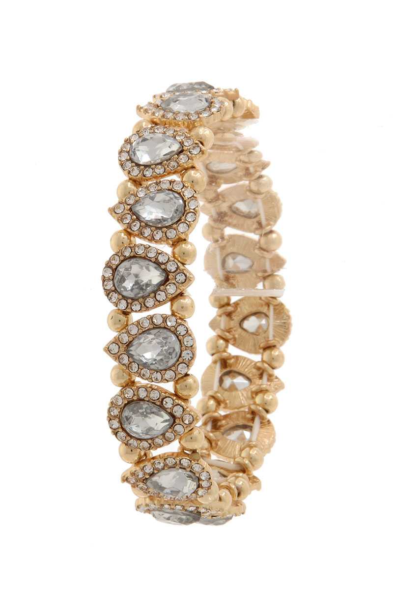 Pave tear drop shape stretch bracelet