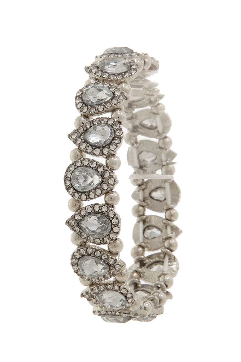 Pave tear drop shape stretch bracelet