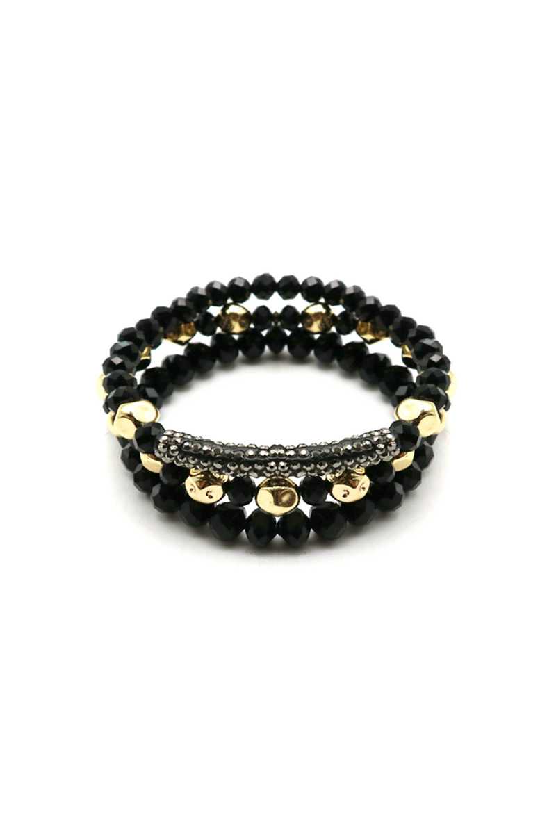 Pave stone beaed bracelet set