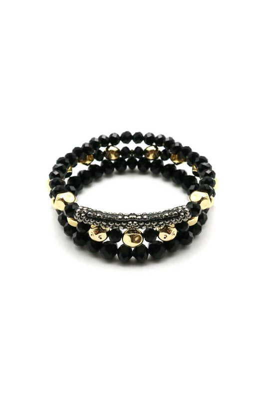 Pave stone beaed bracelet set
