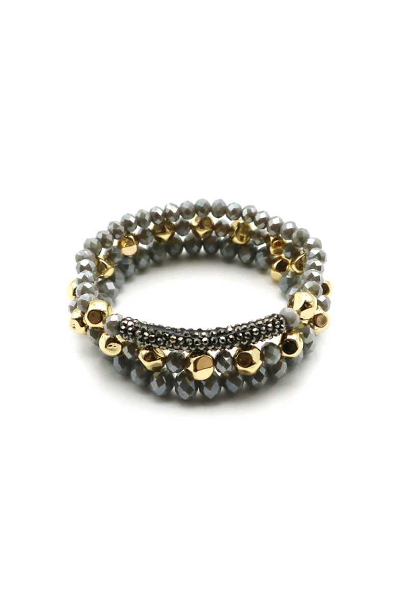 Pave stone beaed bracelet set